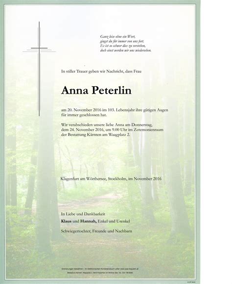 Parte Für Anna Peterlin Pax · Requiem