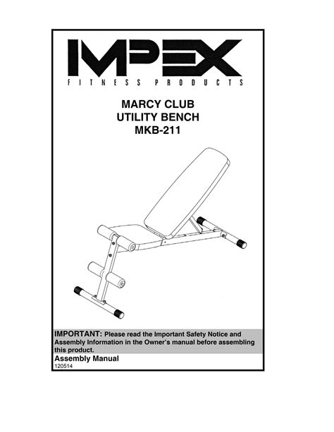 Marcy Mkb 211 Utility Bench Assembly Manual By Fitnessdigital Issuu