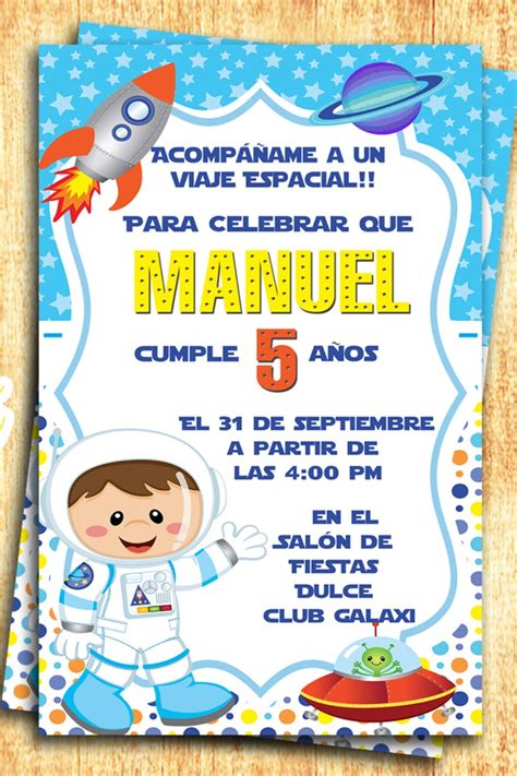 Invitación Astronauta Tarjeta De Invitación Cumpleaños Virtual O Para I