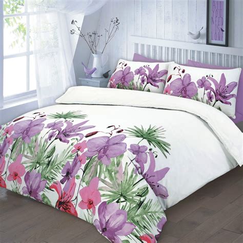 Lily Floral Duvet Quilt Bedding Set Lilac Linens Range Quilt Sets Bedding Bedding Sets