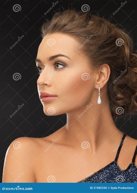 Woman With Diamond Earrings Stock Photo Image Of Advertisement
