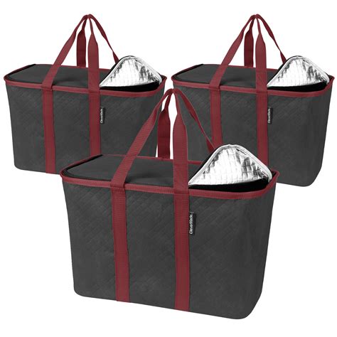 Clevermade Collapsible Insulated Reusable Grocery Bag Totes Charcoal