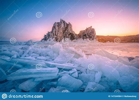 Shamanka Rock On Baikal Lake Stock Photography