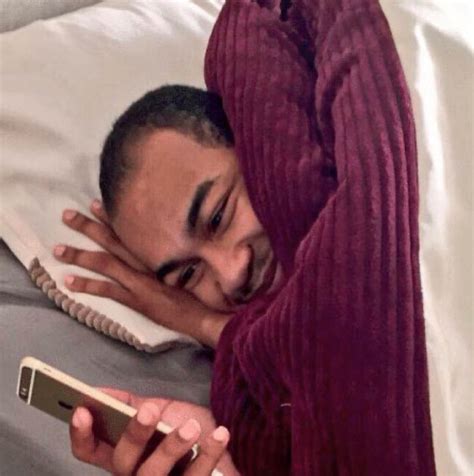 Man Looking At Phone Smiling Laying In Bed With Blanket Meme Keep Meme