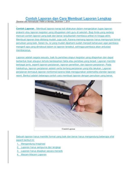 Saya menyadari bahwa dalam penyusunan laporan hasil penelitian ini tidak terlepas dari dukungan berbagai pihak, oleh. Contoh Laporan Penelitian Yang Baik Dan Benar - Temukan Contoh