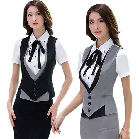 Women Formal Vest Business Waistcoat Slim Fit Sleeveless Uniform Office Workwear Women