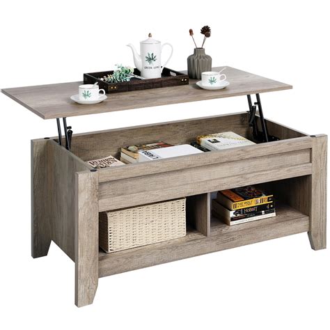 Lift top coffee tables reviewed in detail 2020. Yaheetech Lift Top Coffee Table w/Hidden Storage Compartment Open Shelf for Living Room,Gray ...