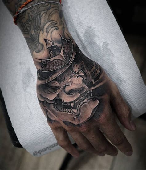 Japanese Samurai Skull Hand Tattoo
