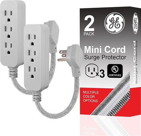 GE 3 Outlet Power Strip Extension Cord With Multiple Outlets 6 Inch