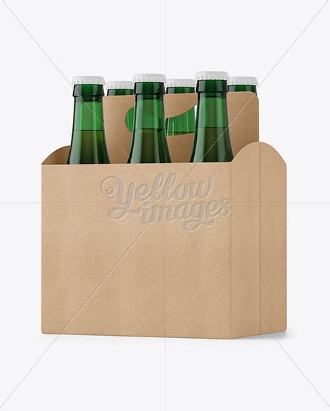 Kraft 6 Pack Green Bottle Carrier Mockup - Halfside View ...