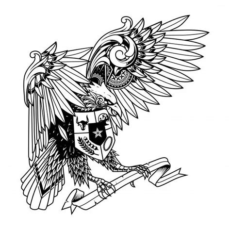 Premium Vector Garuda Doodle Ornament Illustration Tattoo And Tshirt Design Illustration