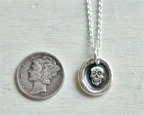 Skull Wax Seal Necklace Memento Mori Wax Seal Jewelry Suegray Jewelry