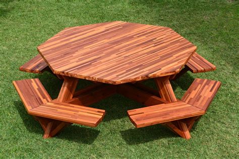 Octagonal Picnic Table Options 6 Diameter Tabletop Attached Benches Mosaic Eco Wood