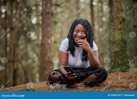 Black African American Enjoying In The Woods Stock Image Image Of