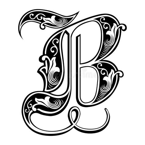 Garnished Gothic Style Font Letter B Vector Illustration Gothic