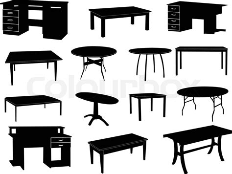 Collection Of Tables Silhouettes Vector Stock Vector Colourbox