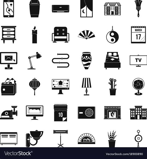 House Interior Icons Set Simple Style Royalty Free Vector