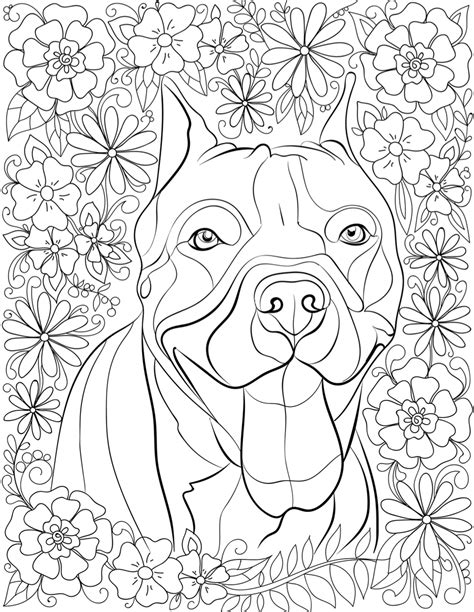 Realistic Pitbull Coloring Pages