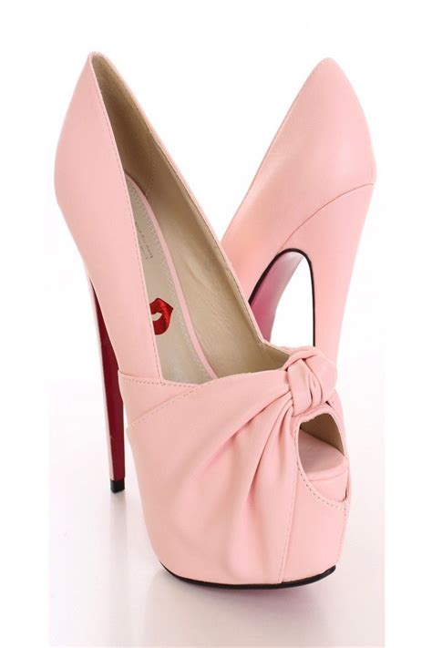 Light Pink Knotted Keyhole Toe Pump Heels Heels Womens Shoes High
