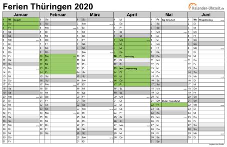 Kalender von timeanddate mit kalenderwochen und feiertagen für 2021, 2022, 2023 oder anderes jahr. Ferien Thüringen 2020 - Ferienkalender zum Ausdrucken