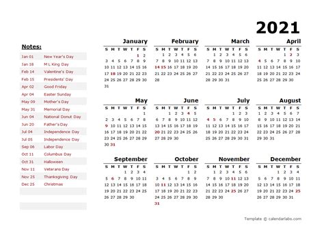 The word and excel calendars are the perfect editable templates as it can be easily modified, edited or customized with notes, size or color changes. 2021 Year Calendar Word Template with Holidays - Free Printable Templates