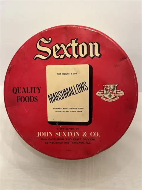 vintage sexton quality foods 5 lb white marshmallows tin chicago il 10” 24 95 picclick