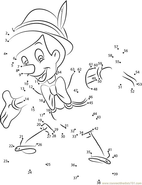 Pinocchio Smiling Dot To Dot Printable Worksheet Connect The Dots