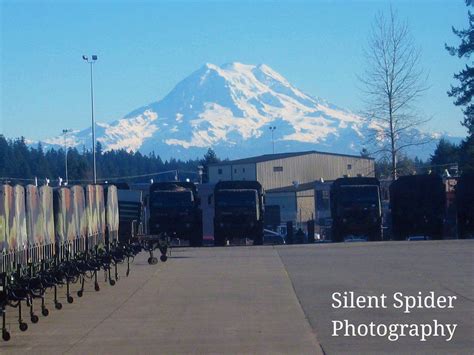 Mount Rainer As Seen From Fort Lewis Military Base In Washington State