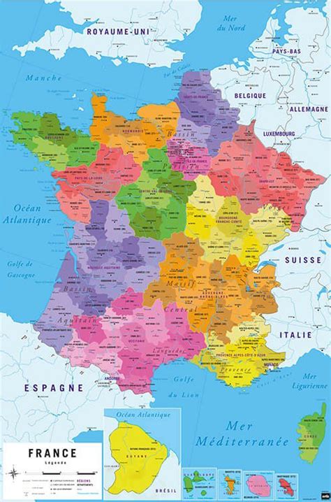 Map Of France Carte De France Poster Print