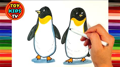 How To Draw Cute Penguin Colouring Book Painting For