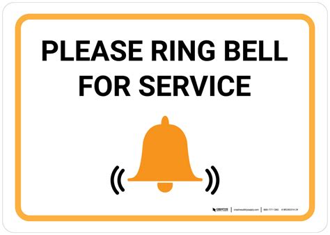 Please Ring Bell For Service With Icon Landscape Wall Sign