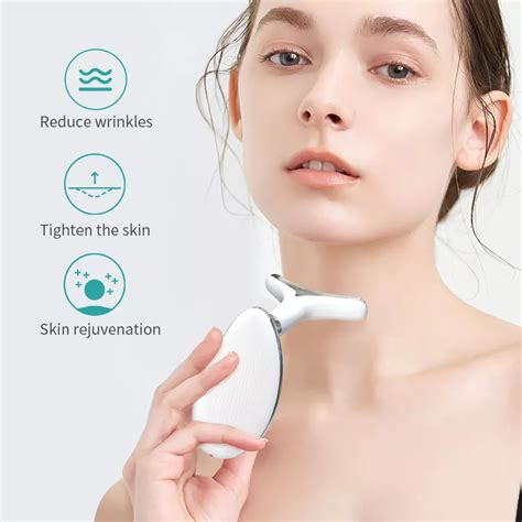 Anlan Neck Face Beauty Device 3 Colors Led Photon Therapy Skin Tighten Reduce Double Chin Anti