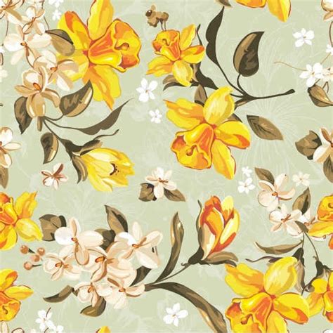 Yellow Flowers Pattern Vectors Graphic Art Designs In Editable Ai Eps