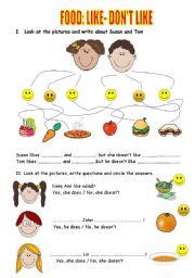You don't need to wear the mask if you are alone. English worksheets: FOOD: LIKE / DON´T LIKE