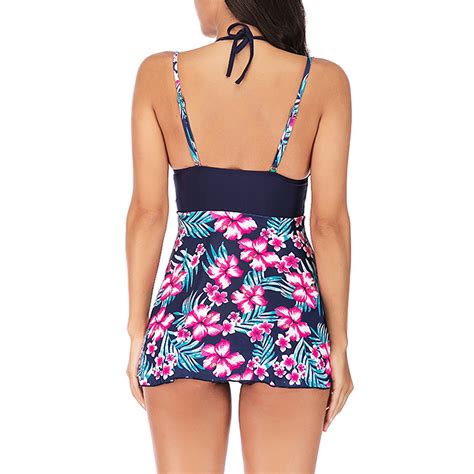 S Xxxxl Plus Size Tankini Set For Women Halterneck Braces Swim Dress Swimwear Ebay