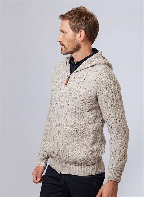 Mens winter cardigan with hood comes in black or army green. Men's Heritage Hooded Cardigan | Blarney