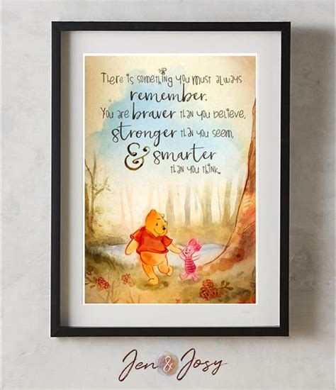 We have all learned so many lessons from classic children's books. Winnie the Pooh You are Braver than you Believe Quote, Wall Art Print, Nursery Decor, Printable ...