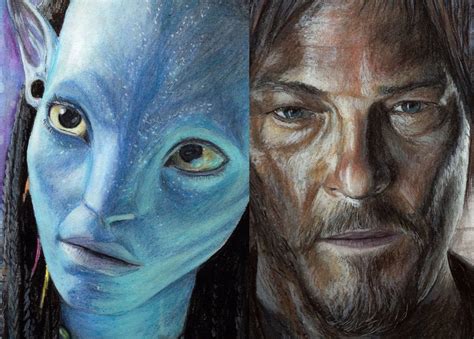 Daryl Dixon And Neytiri Color Pencil Drawing By Atomiccircus On Deviantart