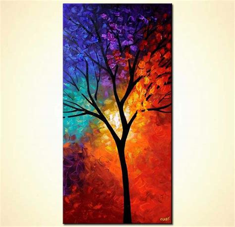 Painting For Sale Vertical Colorful Landscape Tree Large