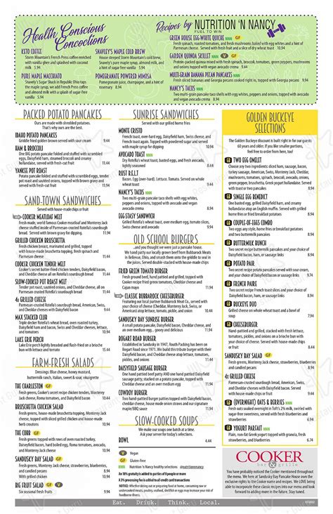 Menu at Sandusky Bay Pancake House restaurant, Sandusky