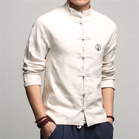 Handsome Linen Frog Button Chinese Shirt Beige Chinese Shirts