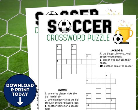 Soccer Crossword Puzzle Printable Soccer Team Party Games Soccer