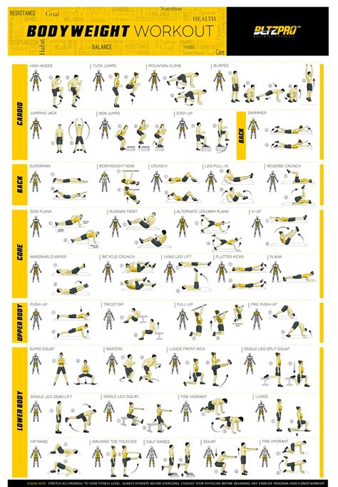 Bodyweight Exercise Fitness Posters Bodyweight Workout Workout