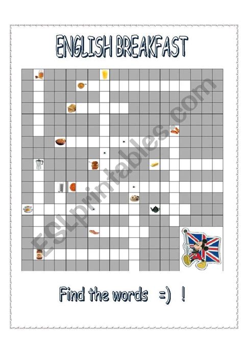 English Breakfast Crossword Esl Worksheet By Lisaweix