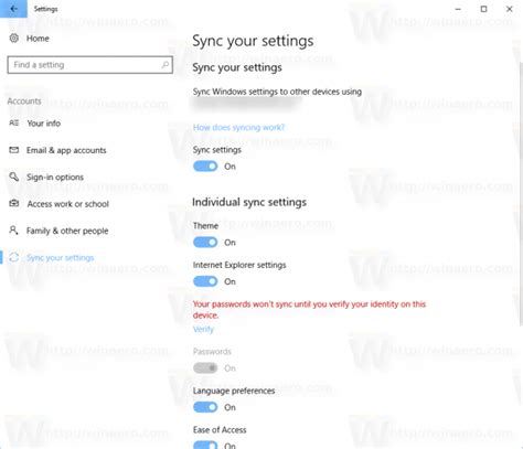 Turn On Or Off Sync Settings In Windows 10