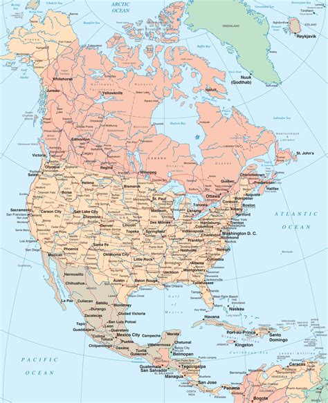 Detailed Map Of North America