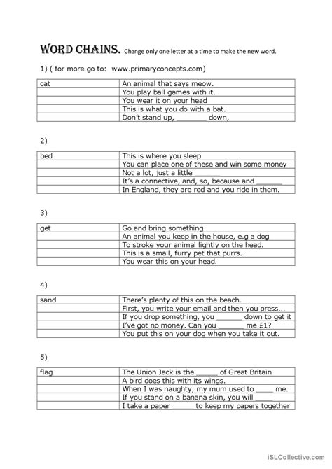 Word Chains English Esl Worksheets Pdf And Doc