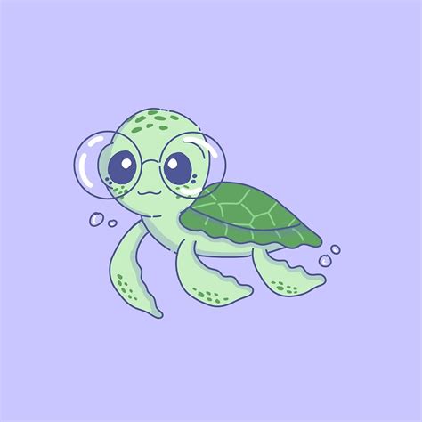 Cartoon Cute Kawaii Sea Turtle Aesthetic Guides