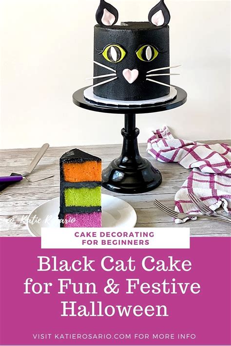 Black Cat Cake For Fun And Festive Halloween With Text Overlay That