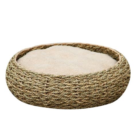 Petpals Seagrass Wicker Design Round Cat Bed Cat Bed Dog Bed Cool